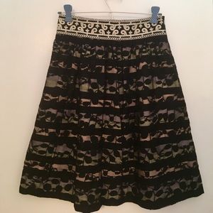 Pastel Striped Skirt with Black Lace Overlay